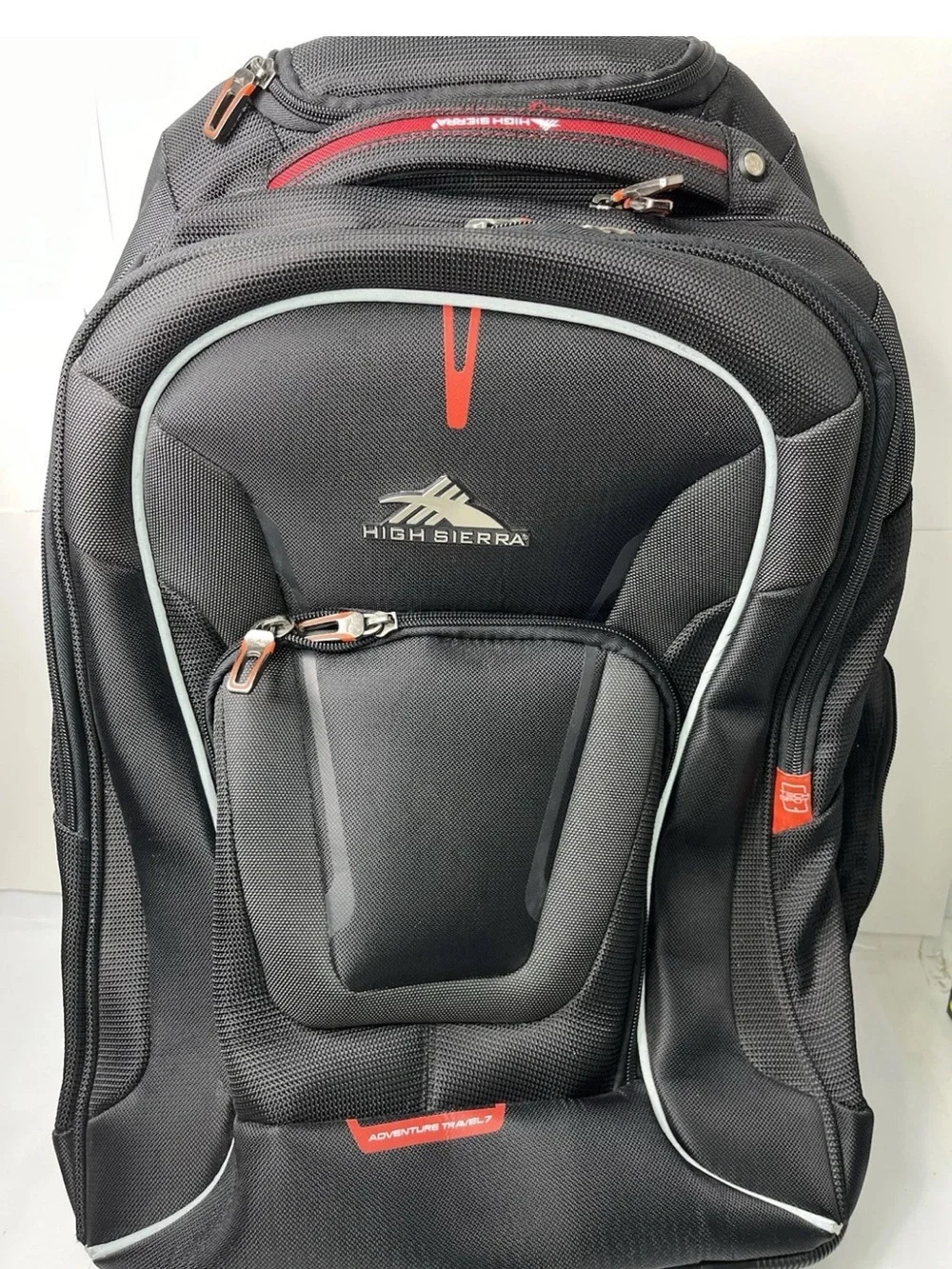 High Sierra Rolling Backpack Black Red Tech Spot Laptop Pocket Travel Adventure